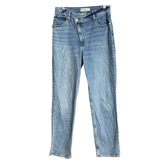 Abercrombie & Fitch 90’s straight ultra high rise crossover waist denim jeans 8 - Picture 1 of 12